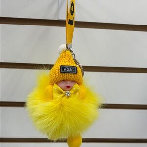 Yellow Fluffy Keychain with HDSP Logo